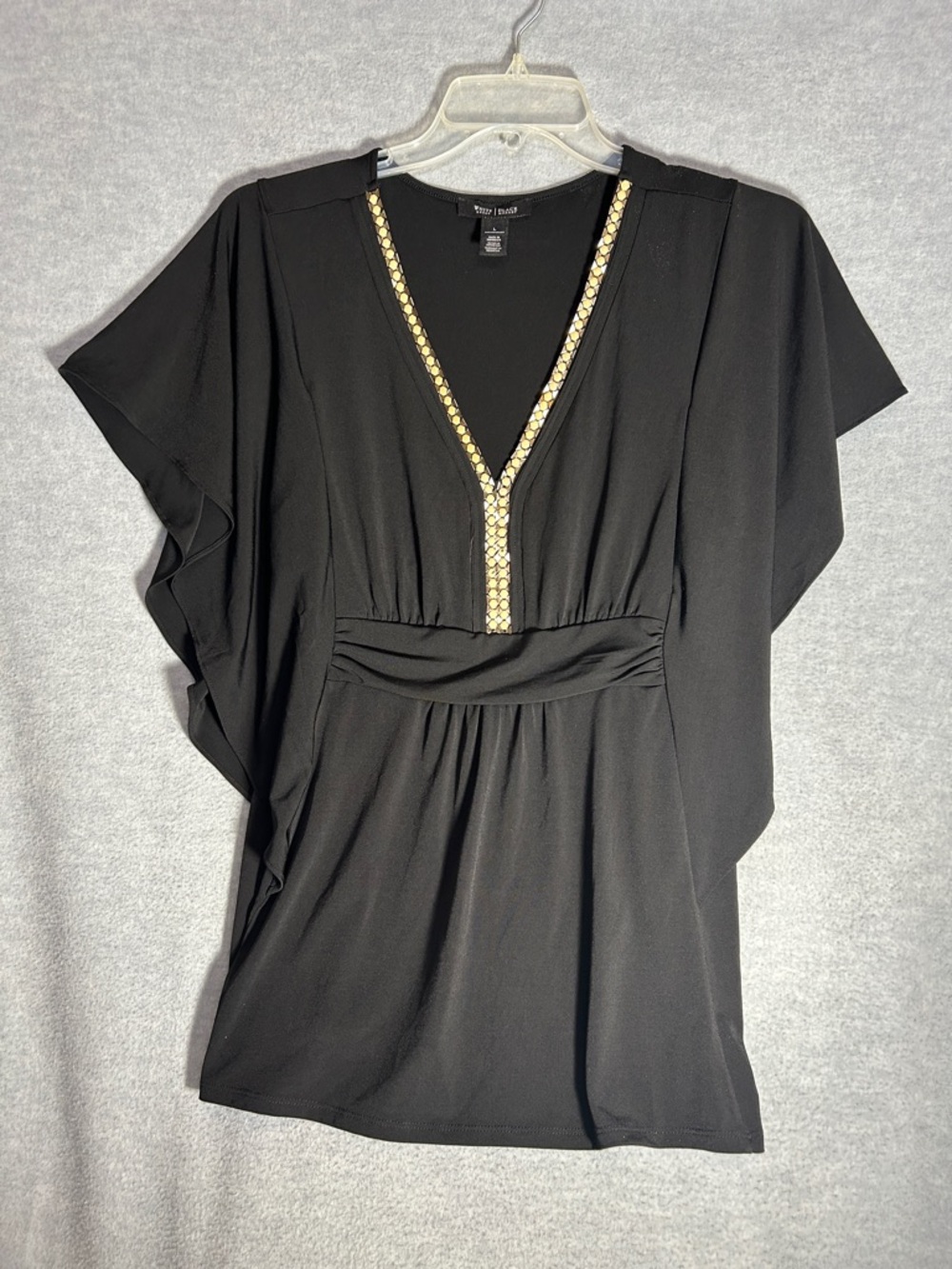 WHITE HOUSE BLACK MARKET Jersey Knit Slinky Style Dolman Sleeve Basic Black Top